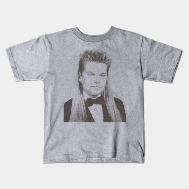 Theo Von High School Prom Mullet Portrait Kids T-Shirt by TeeTrendz